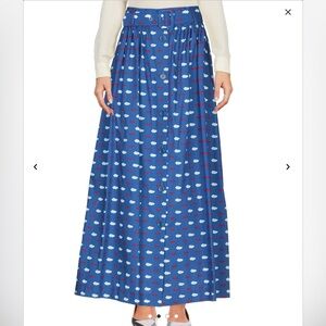 Vivetta Belted Maxi Skirt Size 44 US M Women Preppy Cloud Lip Print Cotton Butto